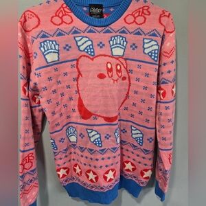 Nintendo Kirby Knit Graphic Holiday Christmas Sweater Size Small